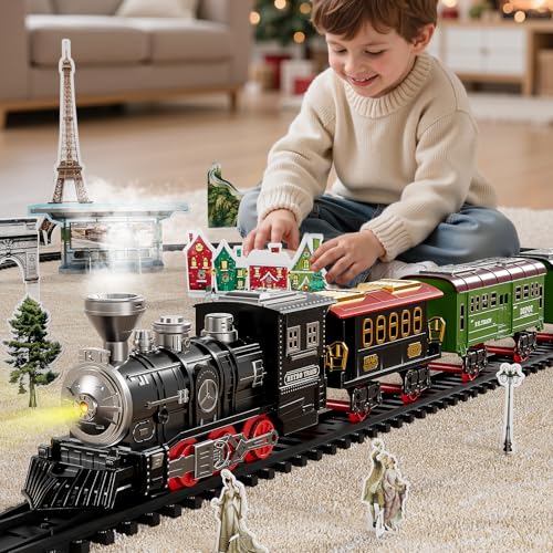 Large Train Set for Kids 4-8 with Sounds, Lights and Smoke H678