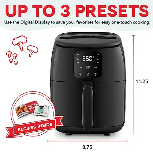 Electric Air Fryer Oven, 2.6 Qt., Grey, Compact Digital, Auto Shut Off S650981