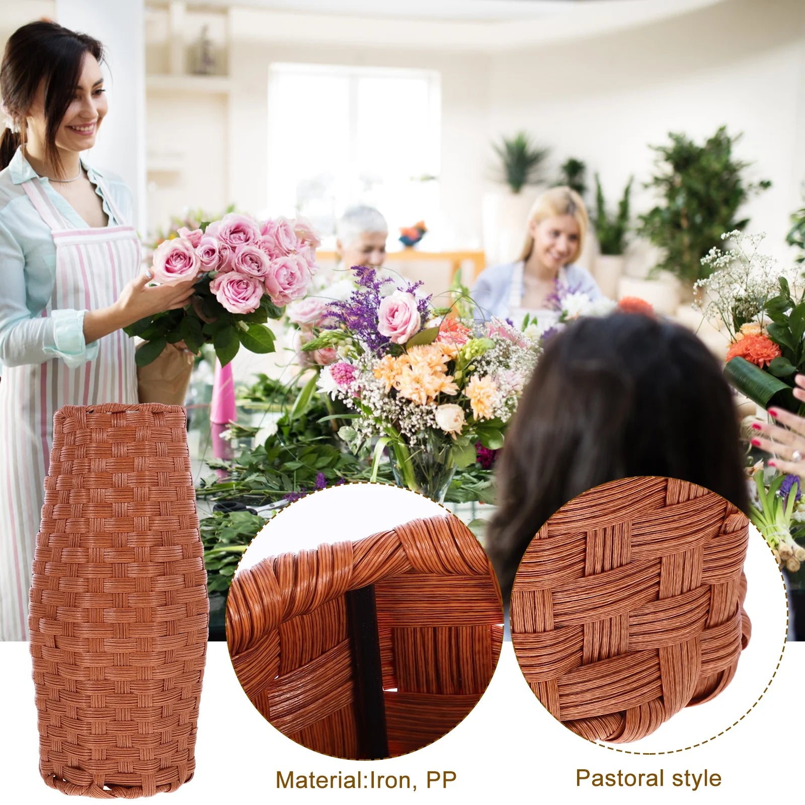 Artificial Flower Basket Vase for Home Office Decor I689056