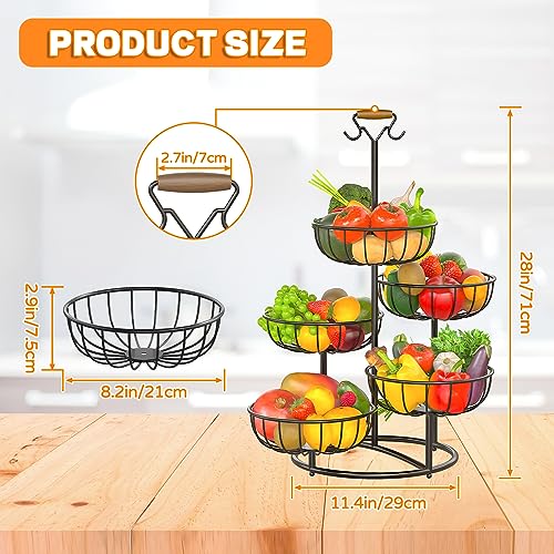 Fruit Basket with Banana Hanger, Metal Wire Vegetable Storage Rack for Kitchen Counter Z503