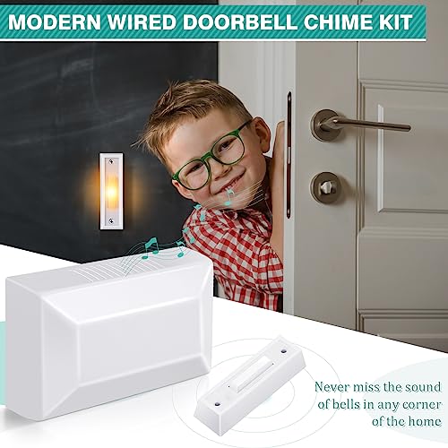 Wired Doorbell Chime Kit with 2 Lighted Push Buttons for Front and Rear Door U62055