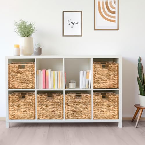 Wicker Cube Storage Baskets with Handles, Set of 4, 12x12x12 Inch G282683