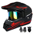 Youth Kids Motocross Helmet, Adult ATV Dirt Bike Helmet with Goggles Gloves & Mask Quick, Full Face Motorcycle Helmet with Quick Release Buckle DOT Certified