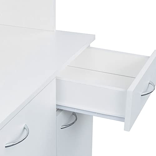 39" W Wardrobe Armoire Closet, Tall Freestanding Cabinet with Doors and Storage Shelves, White W518141