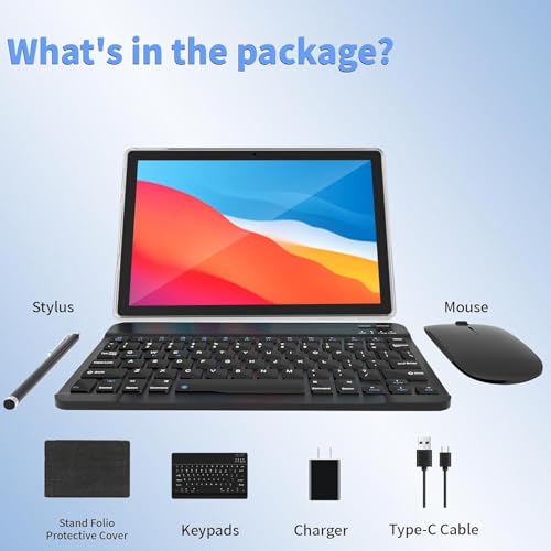 10 Inch Tablet with Keyboard Mouse, 6GB RAM 64GB ROM, IPS Touch Screen O15451