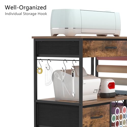 Rolling Storage Cart with Drawers and Vinyl Roll Holder for Craft Workstation F16204