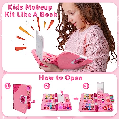 Kids Makeup Kit for Girls, Washable Play Makeup Set with Mirror I9264
