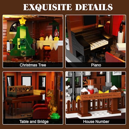 Christmas Snow House Building Blocks with LED Light, 1549 Pieces C889388