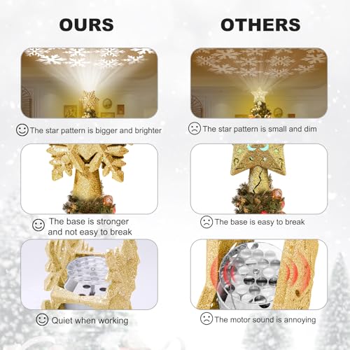 Silver 3D Glitter Christmas Tree Topper with LED Rotating Lights F457326