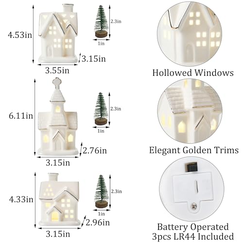 Ceramic Christmas Village Houses with LED Lights, Tabletop Decor R583949