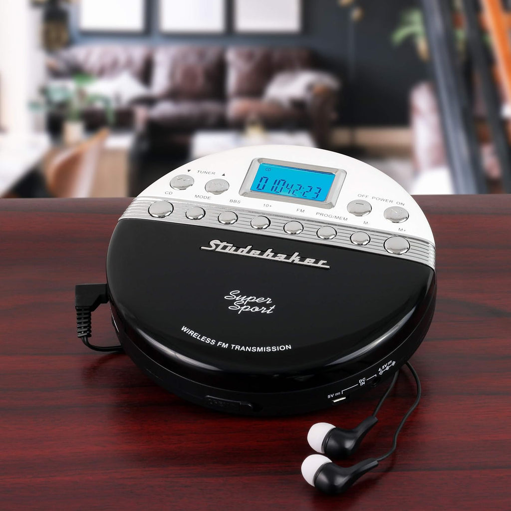 Portable CD Player with FM Stereo Radio and Earbuds Y384568