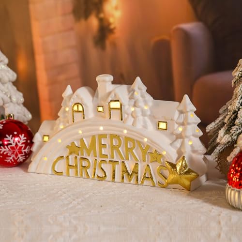 Christmas Ceramic Post Office Decoration with Lights G540