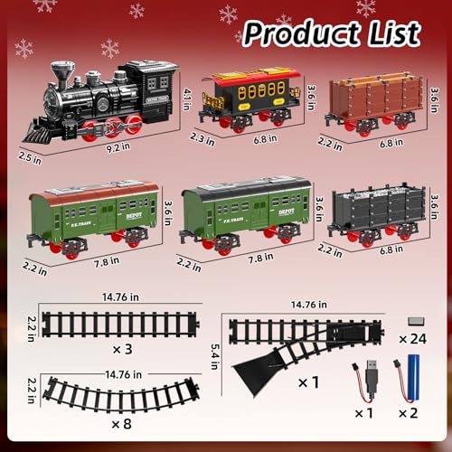 Electric Train Set for Kids with Smoke, Light and Sound, DIY Tracks L560