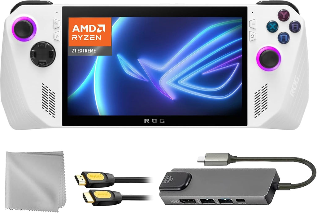 ASUS ROG Ally 512GB Gaming Handheld 7-inch Touchscreen 120Hz FHD 1080p AMD Ryzen Z1 Extreme Processor, Hub, HDMI Cable, 3 Accessories: 4 in 1 Bundle