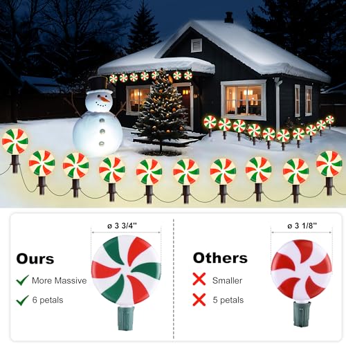 Unicorn Christmas Lollipop Pathway Lights, 10 LED Peppermint String Lights with Stakes Z721