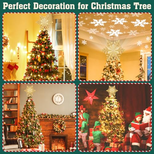 Snowflake Christmas Tree Topper LED Rotating with Projection Slides S187630