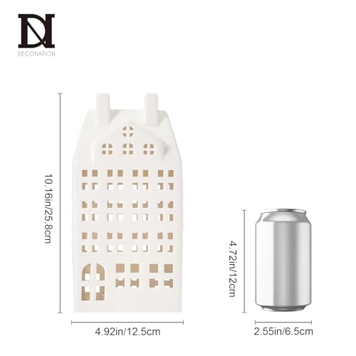 Light Up Christmas Village Set, White Ceramic House with Lights, Tabletop Decor N910947