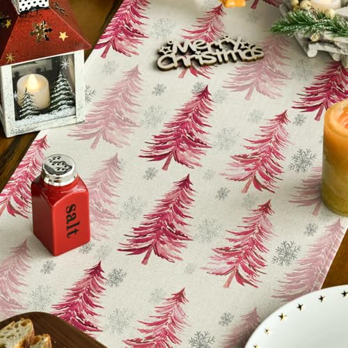 Christmas Table Runner Snowflake Winter Green Kitchen Dining Decor 13x72 Inch H231730