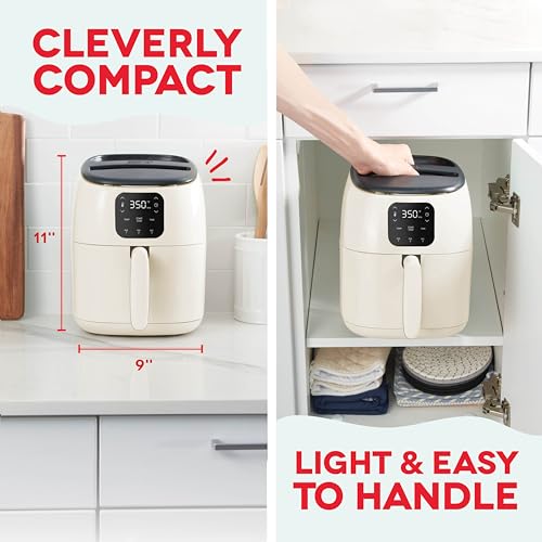 Electric Air Fryer Oven, 2.6 Qt., Grey, Compact Digital, Auto Shut Off S650981