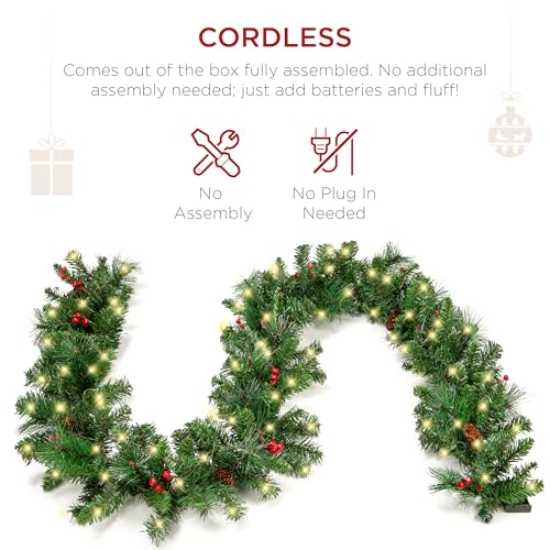 Pre-Lit Holiday Christmas Garland for Stairs, Fireplace with 50 Lights U582051