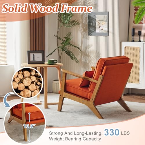 Solid Wood Accent Chair with Pillow, Set of 2, Navy Blue R49005