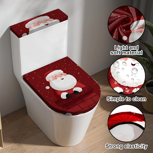 Christmas Toilet Lid Cover, Washable Seat and Tank Protector W1747