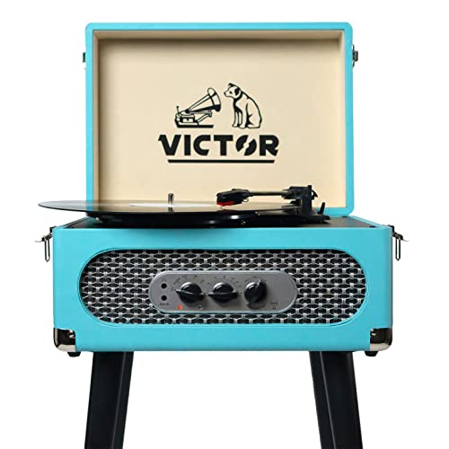 5-in-1 Turntable Music Center with 3-Speed Record Player, FM Radio, Bluetooth, Stereo Speakers H765976