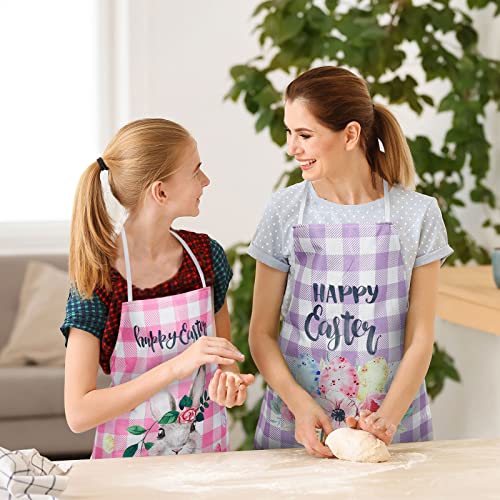 4Pcs Christmas Aprons Pink Xmas Tree Santa Deer Buffalo Plaid Adjustable Kitchen Cooking O6302