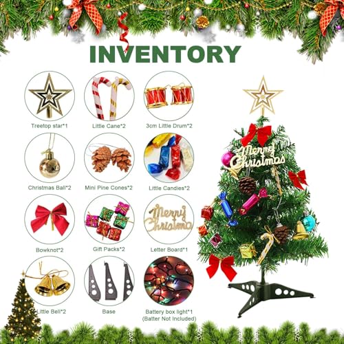 20 Inch Christmas Tabletop Tree with LED Lights and Star Topper B4313