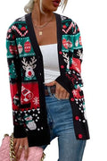 Funny Christmas Cardigan for Women Open Front Knit Coat W4033