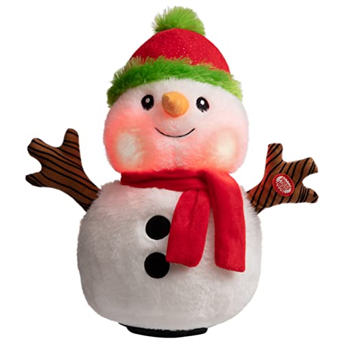 Animated Christmas Snowman Plush with LED Lights, Musical Toy for Kids, 13 Inch J154