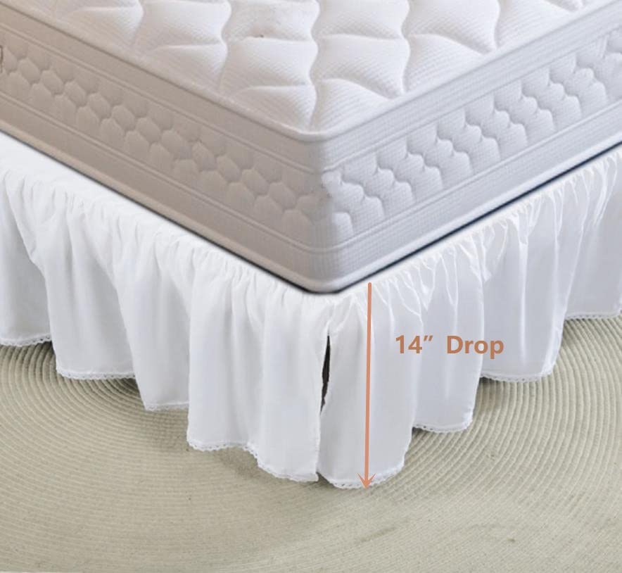 Ruffled Bed Skirt with Split Corners, Microfiber, 14 Inch Drop, Queen S6038
