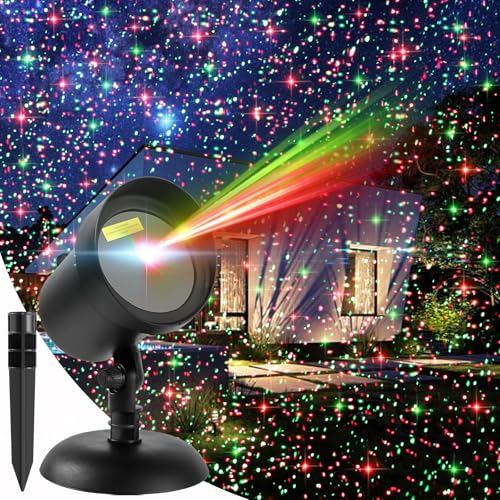 Laser Projector Lights Outdoor for Christmas, Red & Green Stars E3762