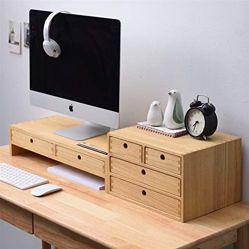 Natural Wooden Desktop Organizer with 3 Drawers I779