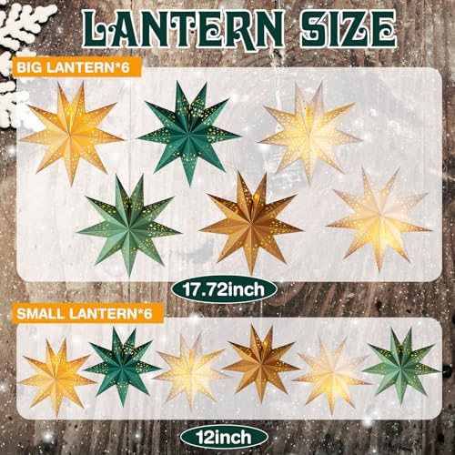 Sage Green 3D Paper Star Lantern Hanging Ornament with String Light M89680