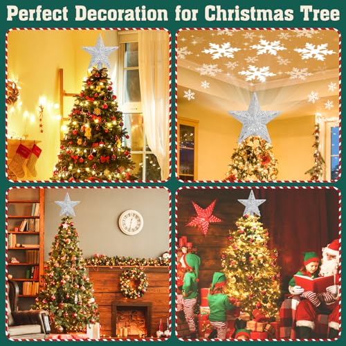 Snowflake Christmas Tree Topper LED Rotating with Projection Slides S187630