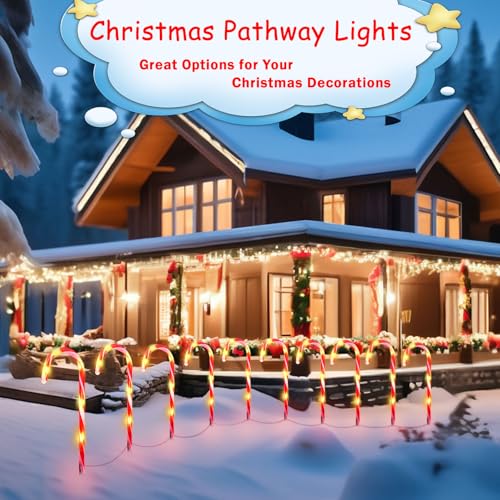Solar Candy Cane Lights for Outdoor Christmas Decor, Waterproof Pathway Lights J867