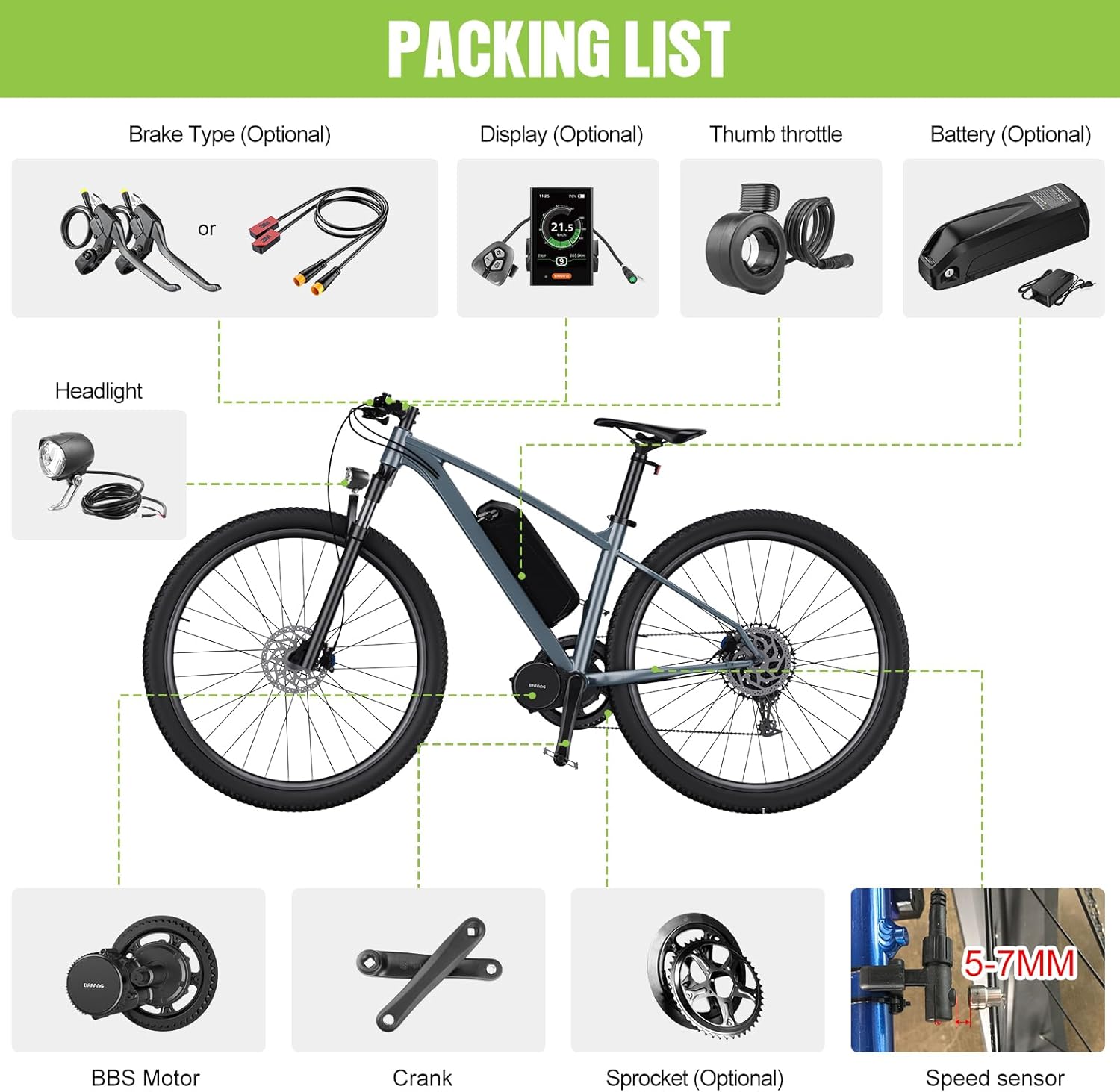 48V 750W E-Bike Conversion Motor Kit with Display Y3598