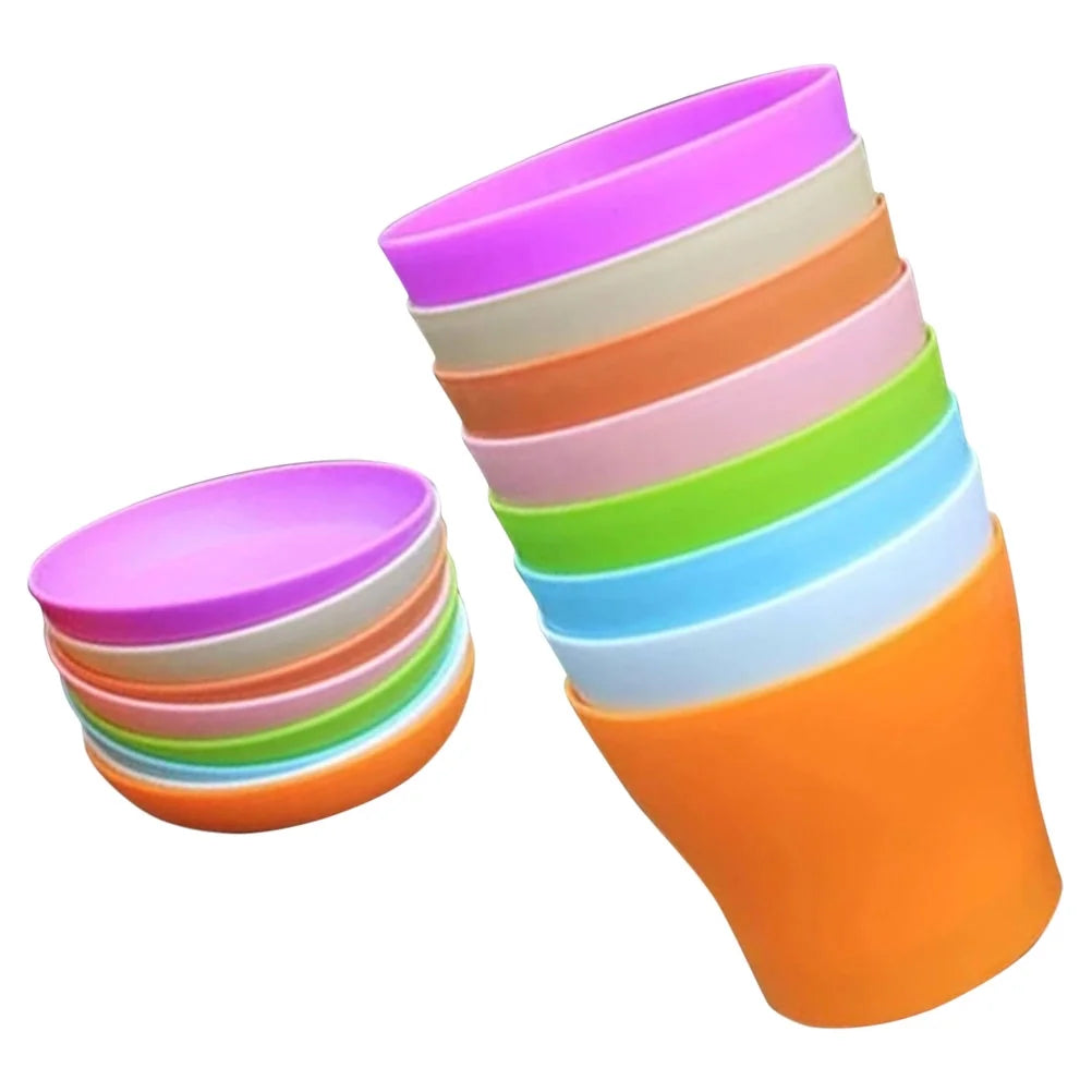Plastic Flower Pot with Tray, Round Bonsai Planter, 8 Pack P1717