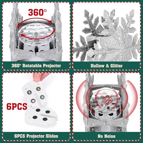 Snowflake Christmas Tree Topper LED Rotating with Projection Slides S187630