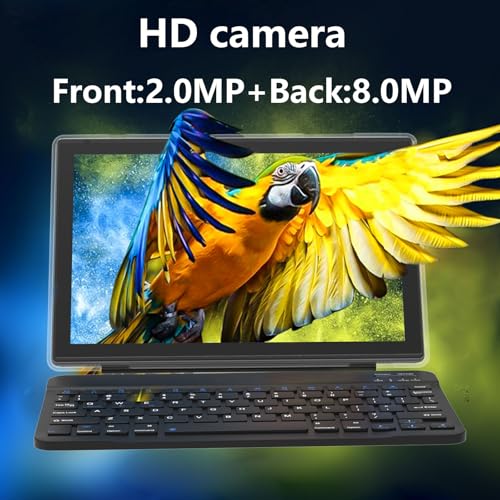 Tablet 10 inch Android 14 with Keyboard Case, Mouse, Stylus, 8GB+64GB, 1280*800 HD Touch Screen, 8MP Dual Camera, Wi-Fi Bluetooth, Blue B613