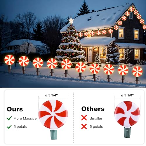 Unicorn Christmas Lollipop Pathway Lights, 10 LED Peppermint String Lights with Stakes Z721