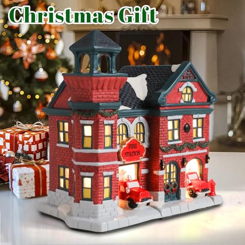 Ceramic Christmas Houses with Warm LED Light Y89884