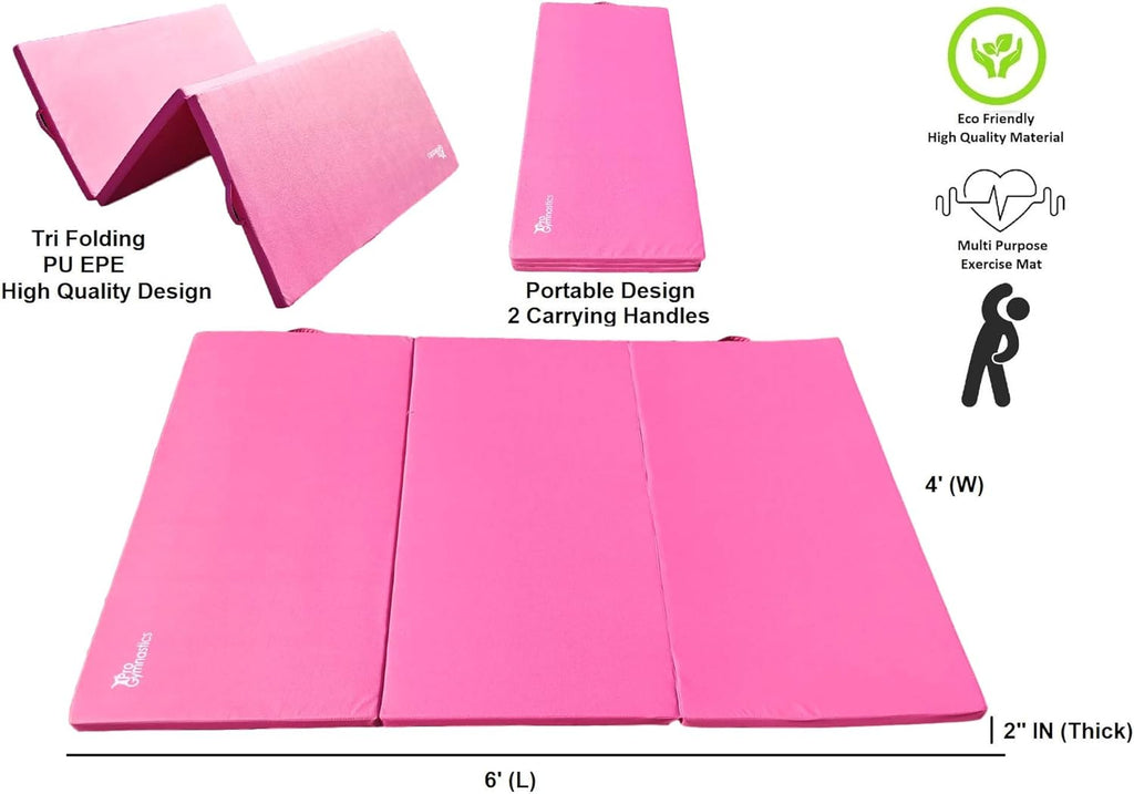 6x4x2 ft Extra Thick Folding Gymnastics Exercise Mat (Pink) C8385