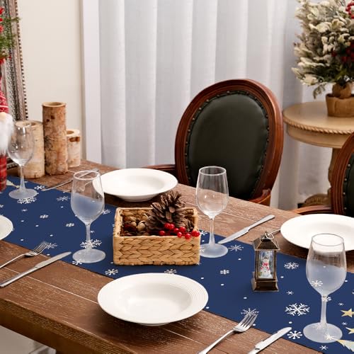 Christmas Table Runner 13x72 Inch, Red Winter Holiday Decor H348