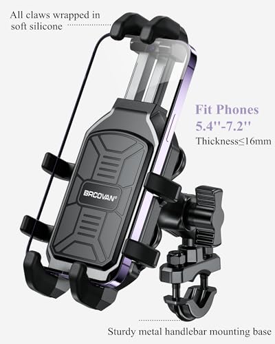 Motorcycle Phone Holder with Vibration Dampener, Anti-Shake Mount for Handlebar Q60385