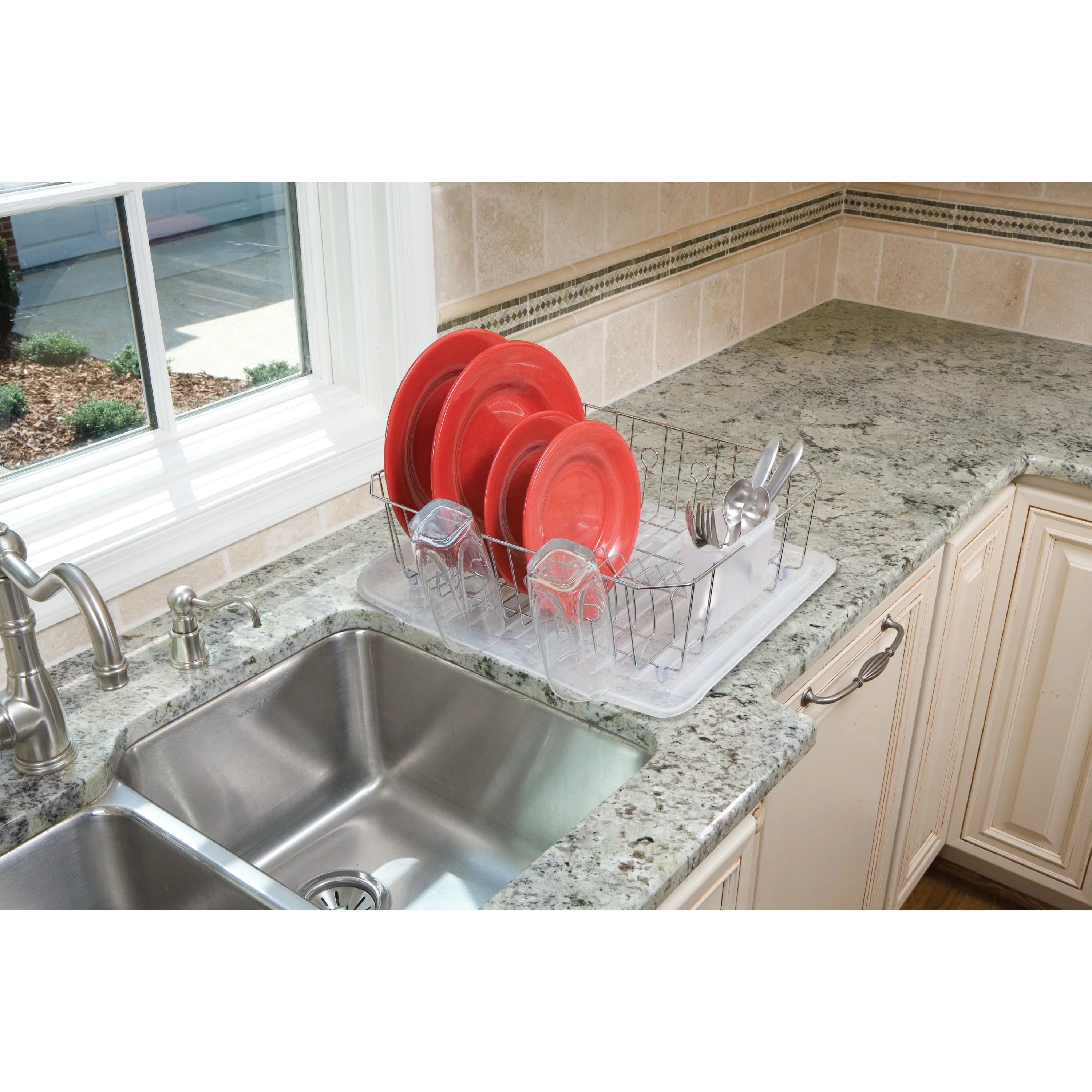 Dish Drying Rack with Utensil Holder for Kitchen Countertop, Large, Chrome Z860