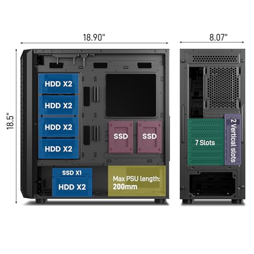 ATX NAS Mid Tower Computer Case with 4x120mm Fans, USB 3.0, 10x3.5" HDD + 3x2.5" SSD N57223