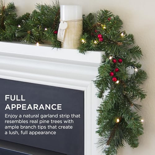 Pre-Lit Holiday Christmas Garland for Stairs, Fireplace with 50 Lights U582051