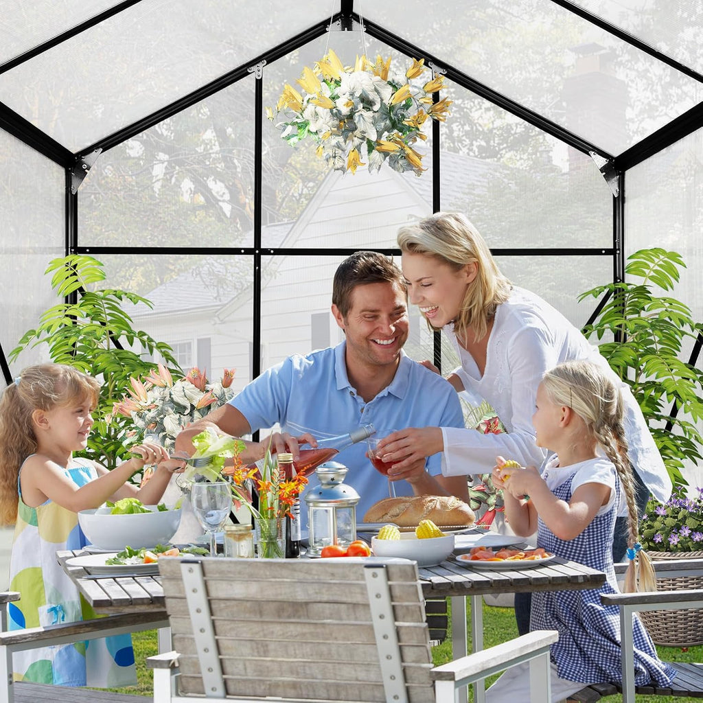 10x6 FT Polycarbonate Greenhouse with Sliding Door and Adjustable Vent Window J403189